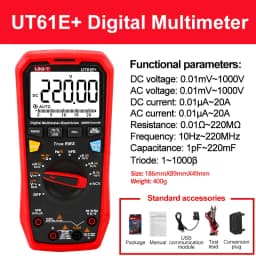 UNI T Professional Digital Multimeters UT61B+ UT61E+ UT61D+1000V Analog Multimeter Resistance Capacitance Test Multi Tester