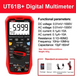 UNI T Professional Digital Multimeters UT61B+ UT61E+ UT61D+1000V Analog Multimeter Resistance Capacitance Test Multi Tester