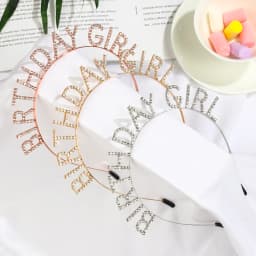 Fashion Sweet Birthday Girl Headband Metal Alloy Rhinestone Birthday Party Tiara Hair Hoop Princess Crown Women Headwear