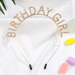 Fashion Sweet Birthday Girl Headband Metal Alloy Rhinestone Birthday Party Tiara Hair Hoop Princess Crown Women Headwear