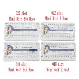 10Packs Dental Orthodontic Metal Bracket Braces Dental Mini Roth/MBT Bracket 022"/018" Slot with Hook