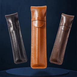 Pen Bags Separated By Single Storage Bags-Sided Leather of Pure-Color Stationery Case