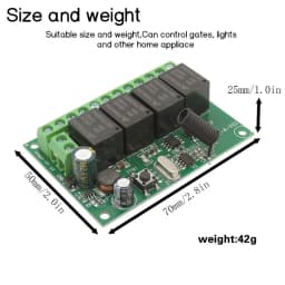 Wireless Remote Control DC 6V 12V 24V 30V 4CH RF Relay Receiver and 433MHZ Transmitter for Garage/Light/Motor/Home Appliance