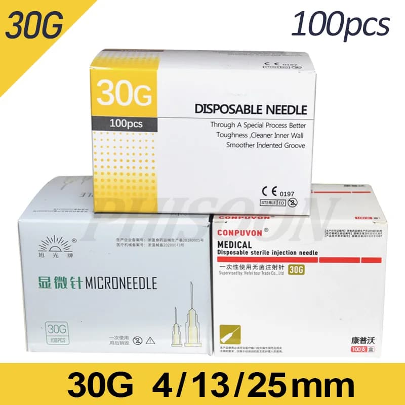 100 pieces, 30G * 4mm ,30G * 13mm , 30G * 25mm , micro-plastic injection cosmetic sterile needle surgical tool