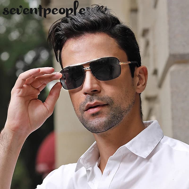 Vintage Square Sunglasses Men Luxury Brand Designer Metal Frames Sun Glasses for Male Fashion Rectangular Sunglass Gafas De Sol