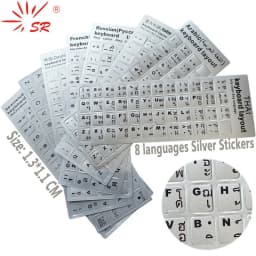 SR Matte Silver Keyboard Stickers English French Russian Italian German Arabic Spanish Thai Portugal Turkish Laptop Accessories