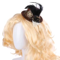 Women Halloween Gothic Mini Top Hat Steampunk Gears Chain Feather Flower Fascinator Hair Clip Victorian Cosplay Costume