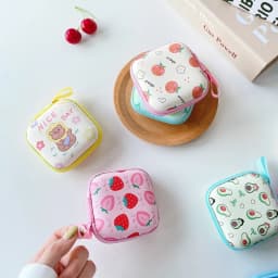 Cartoon Mini Zipper Hard Headphone Holder Case Portable Earbuds Pouch Box Earphone Storage Bag Protective USB Cable Organizer