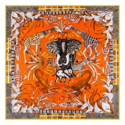 POBING Manual Hand Rolled Twill Silk Scarf Women Three Giraffes Square Scarves Echarpes Foulards Femme Wrap Bandana Hijab 90CM