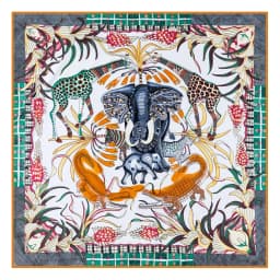 POBING Manual Hand Rolled Twill Silk Scarf Women Three Giraffes Square Scarves Echarpes Foulards Femme Wrap Bandana Hijab 90CM