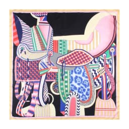 POBING Manual Hand Rolled Twill Silk Scarf Women Three Giraffes Square Scarves Echarpes Foulards Femme Wrap Bandana Hijab 90CM