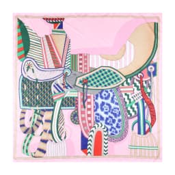POBING Manual Hand Rolled Twill Silk Scarf Women Three Giraffes Square Scarves Echarpes Foulards Femme Wrap Bandana Hijab 90CM