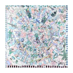 POBING Manual Hand Rolled Twill Silk Scarf Women Three Giraffes Square Scarves Echarpes Foulards Femme Wrap Bandana Hijab 90CM