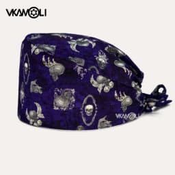 Skull Pattern Scrubs Hat Wholesale Fashion Breathable Scrub Cap Unisex Health Service Workers Adjustable Caps Nursing Hat