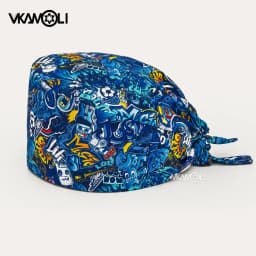 Skull Pattern Scrubs Hat Wholesale Fashion Breathable Scrub Cap Unisex Health Service Workers Adjustable Caps Nursing Hat