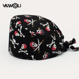 Skull Pattern Scrubs Hat Wholesale Fashion Breathable Scrub Cap Unisex Health Service Workers Adjustable Caps Nursing Hat