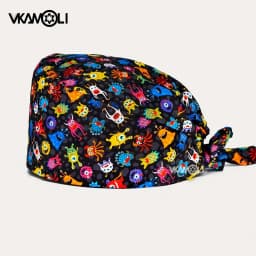 Skull Pattern Scrubs Hat Wholesale Fashion Breathable Scrub Cap Unisex Health Service Workers Adjustable Caps Nursing Hat