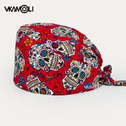Skull Pattern Scrubs Hat Wholesale Fashion Breathable Scrub Cap Unisex Health Service Workers Adjustable Caps Nursing Hat