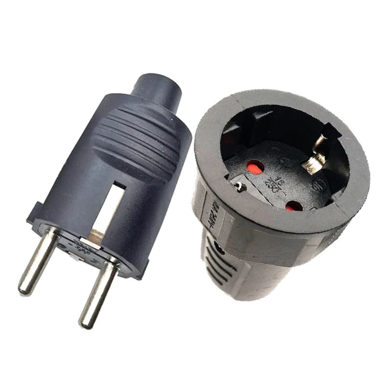 1PCS Black EU 16A UPS PDU Germany Grounded Assemble Wired Plug Socket Korea Russia Power Cable Female Male Detachable Connector