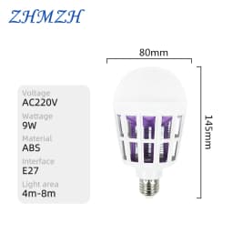 AC220V UV LED Bulb 9W Mosquito Killer Lamp Bulbs LED Electric Shock Mosquito Killer Lamp Mosquito Trap Insect Killer Light Bulb