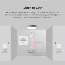 SONOFF T2EU-RF Wall Panel Sticky 433MHz RF Remote Wireless 1-3 Gang Two-Way Control with 4CHPROR3 RFR2 TX Wall Switches