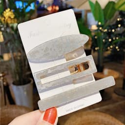 New 3pcs Set Fashion Acrylic Hair Clip For Women Korean Trendy Geometric Hair Berrettes Girl Hair Accessories Hairgrip Wholeslae