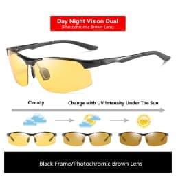 Sunglasses For Men Fashion Day Glasses For Night Vision Photochromic Outdoor Driving Rimless Male Polarized UV400 Lens VT2173