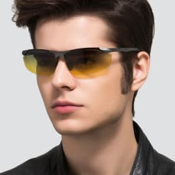 Sunglasses For Men Fashion Day Glasses For Night Vision Photochromic Outdoor Driving Rimless Male Polarized UV400 Lens VT2173