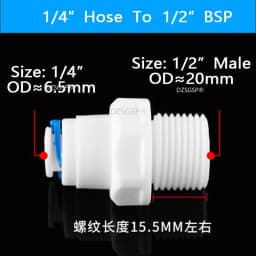 RO Water Straight Pipe Fitting 1/4 3/8 OD Hose 1/8" 1/4" 1/2" 3/8" BSP Male Thread Plastic Quick Connector System Water Purifies