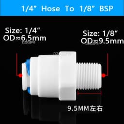 RO Water Straight Pipe Fitting 1/4 3/8 OD Hose 1/8" 1/4" 1/2" 3/8" BSP Male Thread Plastic Quick Connector System Water Purifies