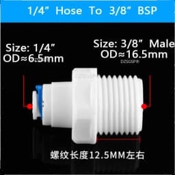 RO Water Straight Pipe Fitting 1/4 3/8 OD Hose 1/8" 1/4" 1/2" 3/8" BSP Male Thread Plastic Quick Connector System Water Purifies