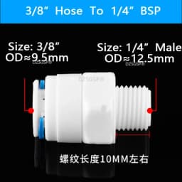 RO Water Straight Pipe Fitting 1/4 3/8 OD Hose 1/8" 1/4" 1/2" 3/8" BSP Male Thread Plastic Quick Connector System Water Purifies
