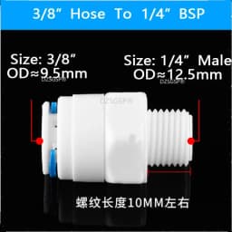 RO Water Straight Pipe Fitting 1/4 3/8 OD Hose 1/8" 1/4" 1/2" 3/8" BSP Male Thread Plastic Quick Connector System Water Purifies