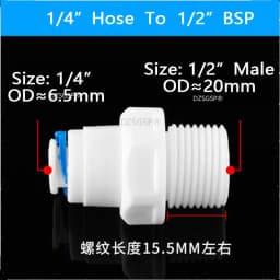RO Water Straight Pipe Fitting 1/4 3/8 OD Hose 1/8" 1/4" 1/2" 3/8" BSP Male Thread Plastic Quick Connector System Water Purifies