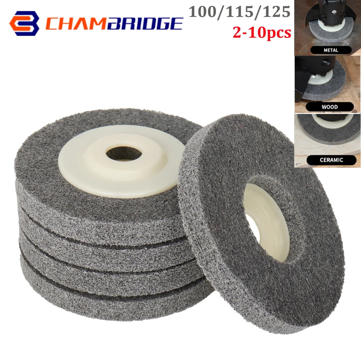 4"-5" Nylon Fiber Polishing Wheel Non woven Abrasive Wheel Nylon Fiber Polishing Wheel Abrasive Disc For Metal Stainless Steel