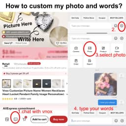 Vnox Customize Picture Name Women Necklaces Heart Locket Pendant Family Image Personalized Anniversary Gift