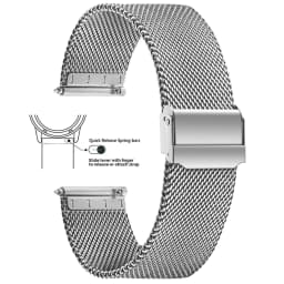 Milan Stainless Steel Mesh Watch Band , 8/10/12/13/14/15/16/17/18/19/20/21/22/24mm, Quick Release Watch Straps for Mens Women