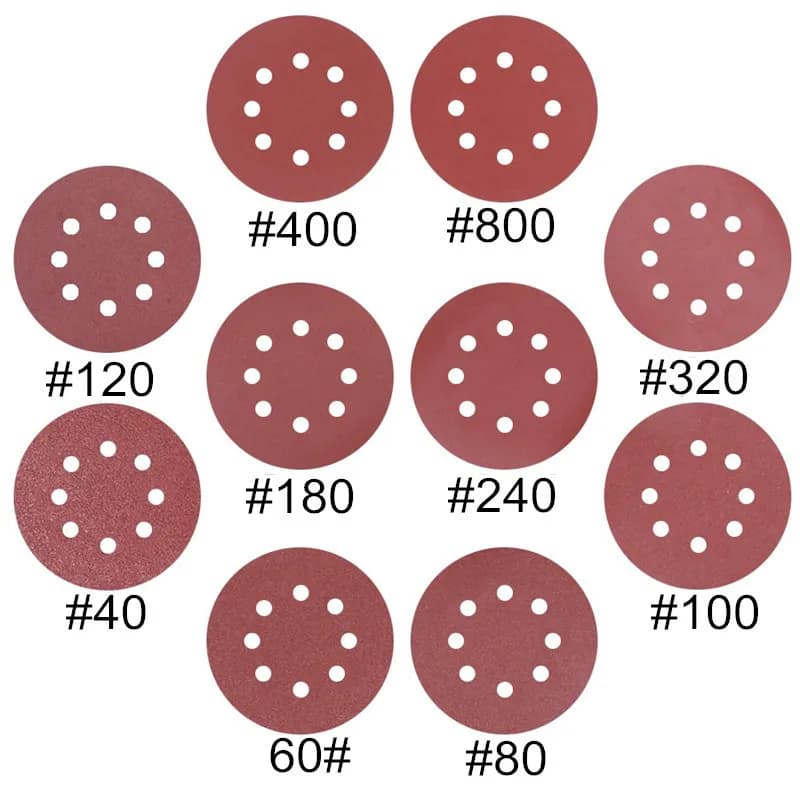 10pcs 5Inch 125mm Round Sandpaper Eight Hole Disk Sand Sheets Grit 40-2000 Hook and Loop Sanding Disc Polish