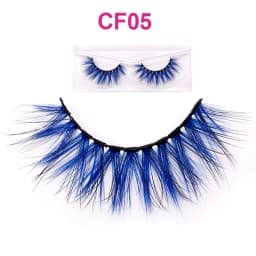 OKAYLASH 3D Dramatic Cruelty Free Faux Mink Colored Eyelashes Natural Long Colorful Blue Eye Lashes for Cosplay Party Make Up