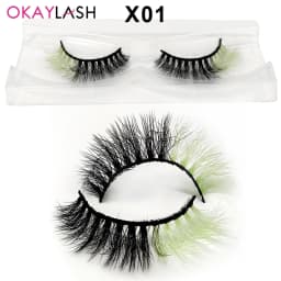 OKAYLASH 3D Dramatic Cruelty Free Faux Mink Colored Eyelashes Natural Long Colorful Blue Eye Lashes for Cosplay Party Make Up
