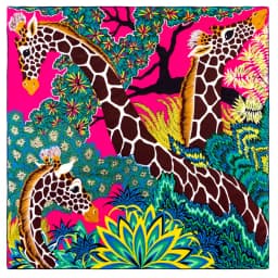 POBING Manual Hand Rolled Twill Silk Scarf Women Animals Kingdom Square Scarves Echarpes Foulards Femme Wrap Bandana Hijab 90CM