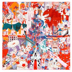 POBING Manual Hand Rolled Twill Silk Scarf Women Animals Kingdom Square Scarves Echarpes Foulards Femme Wrap Bandana Hijab 90CM