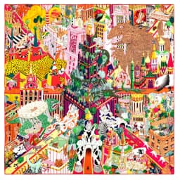 POBING Manual Hand Rolled Twill Silk Scarf Women Animals Kingdom Square Scarves Echarpes Foulards Femme Wrap Bandana Hijab 90CM