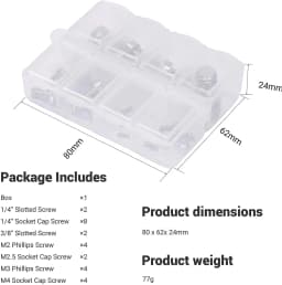 SmallRig Full Kit of 26 Screw Set Mounting Screws for Camera Cages, Handles, Plates Includes 1/4”, 3/8”, M2, M2.5, M3/M4 AAK2326