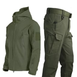 Winter Autumn Tactical Jackets Elastic Men Fleece Waterproof Suits Fishing Warm Hiking Camping Tracksuits Set Hood Coat S-5XL