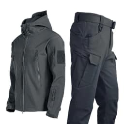 Winter Autumn Tactical Jackets Elastic Men Fleece Waterproof Suits Fishing Warm Hiking Camping Tracksuits Set Hood Coat S-5XL