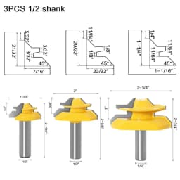 12mm 1/2' Shank Miter 45 Degree Glue Joint Router Bits .Glue Joint Set Woodworking Cutter Tenon Cutter for Woodworking ToolsRCT
