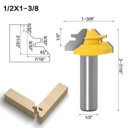 12mm 1/2' Shank Miter 45 Degree Glue Joint Router Bits .Glue Joint Set Woodworking Cutter Tenon Cutter for Woodworking ToolsRCT