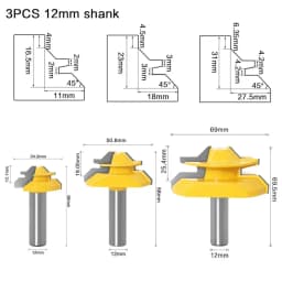 12mm 1/2' Shank Miter 45 Degree Glue Joint Router Bits .Glue Joint Set Woodworking Cutter Tenon Cutter for Woodworking ToolsRCT