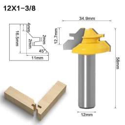 12mm 1/2' Shank Miter 45 Degree Glue Joint Router Bits .Glue Joint Set Woodworking Cutter Tenon Cutter for Woodworking ToolsRCT